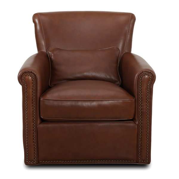 Birch Lane™ Leather Swivel Club Chair & Reviews Wayfair